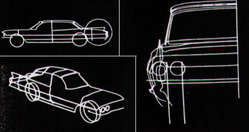 1964 de Sketchpad ile çizilmiş araba 