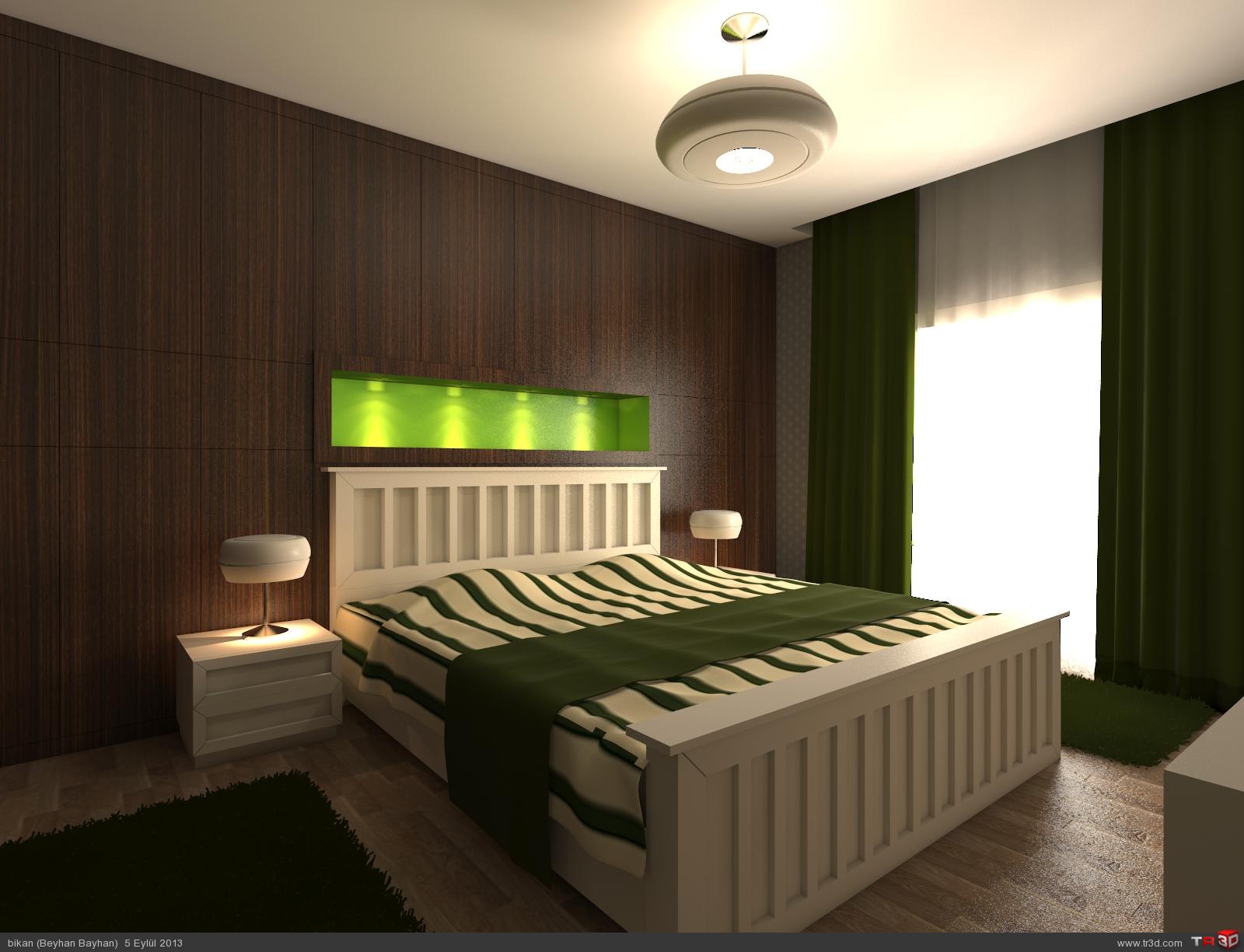 Yeşil Yatak Odası Mimari Projeler