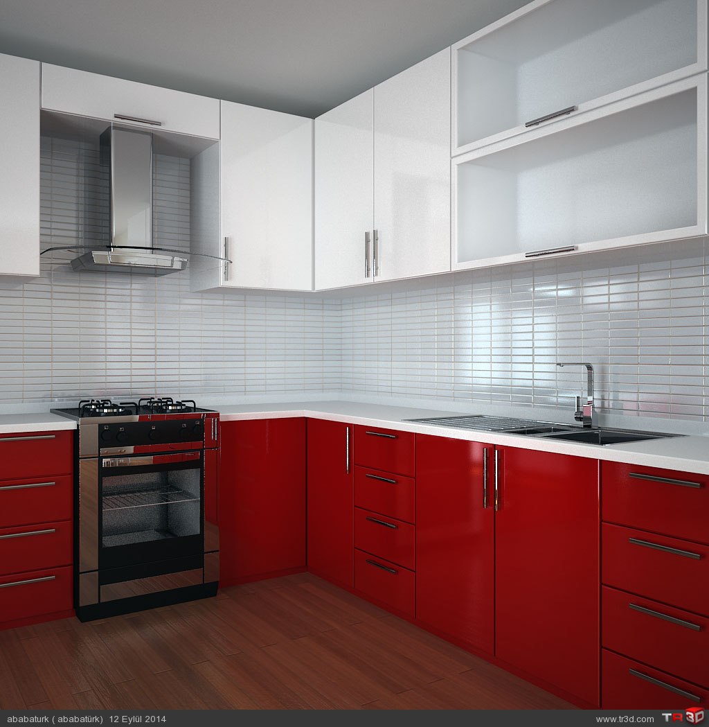 kırmızı beyaz mutfak 1