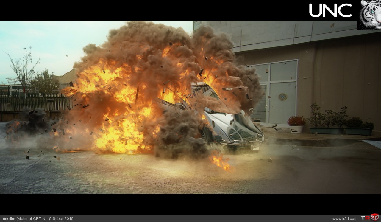 car explosion with fumefx