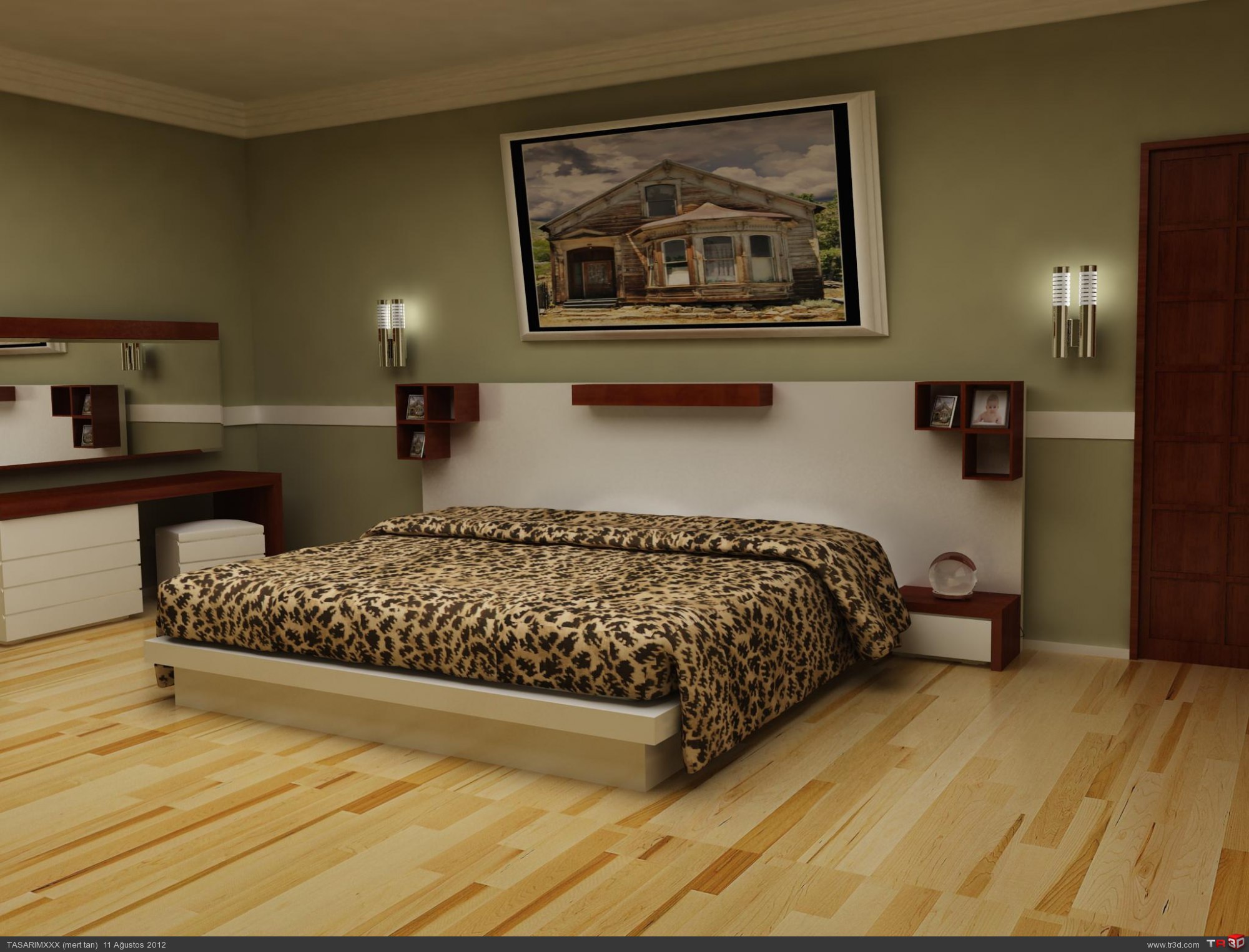 3d max ile yatak odası renderi Mimari Projeler